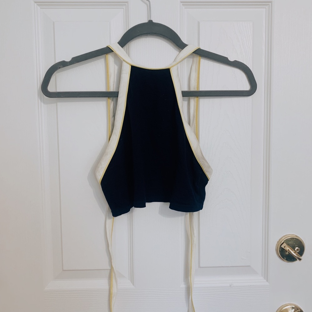 Urban Outfitters Crop Top. Size S. Navy with Yellow/White detailing.